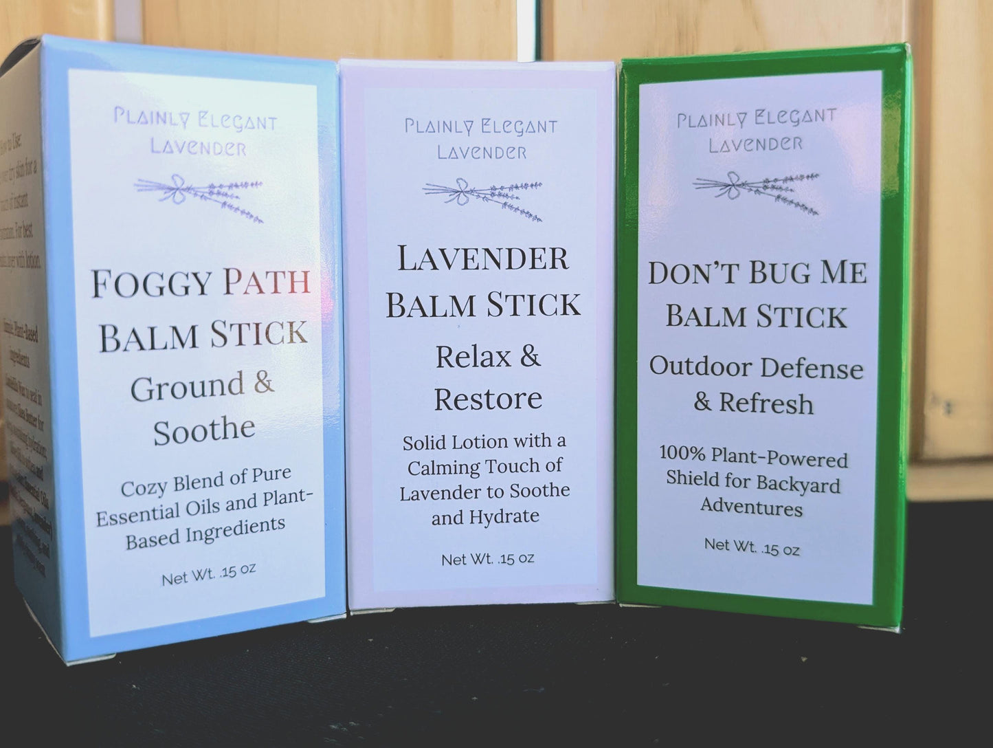 Variety Pack: Foggy Path, Lavender, and Don't Bug Me trio of Balm Sticks - great for chapped skin, vegan